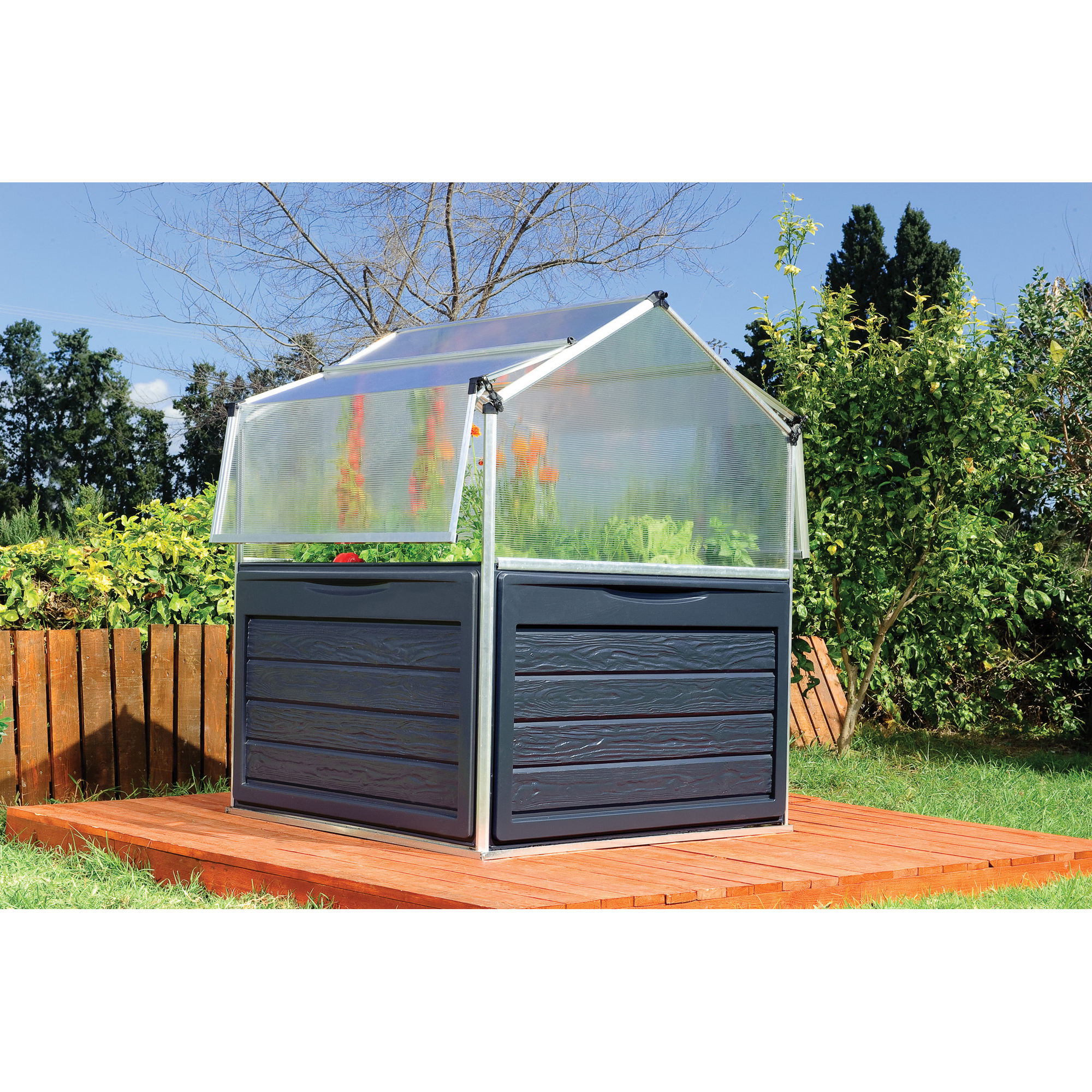 Minigewächshaus 'Plant Inn' 118 x 118 cm mit 4 mm Hohlkammerplatten silbern/grau