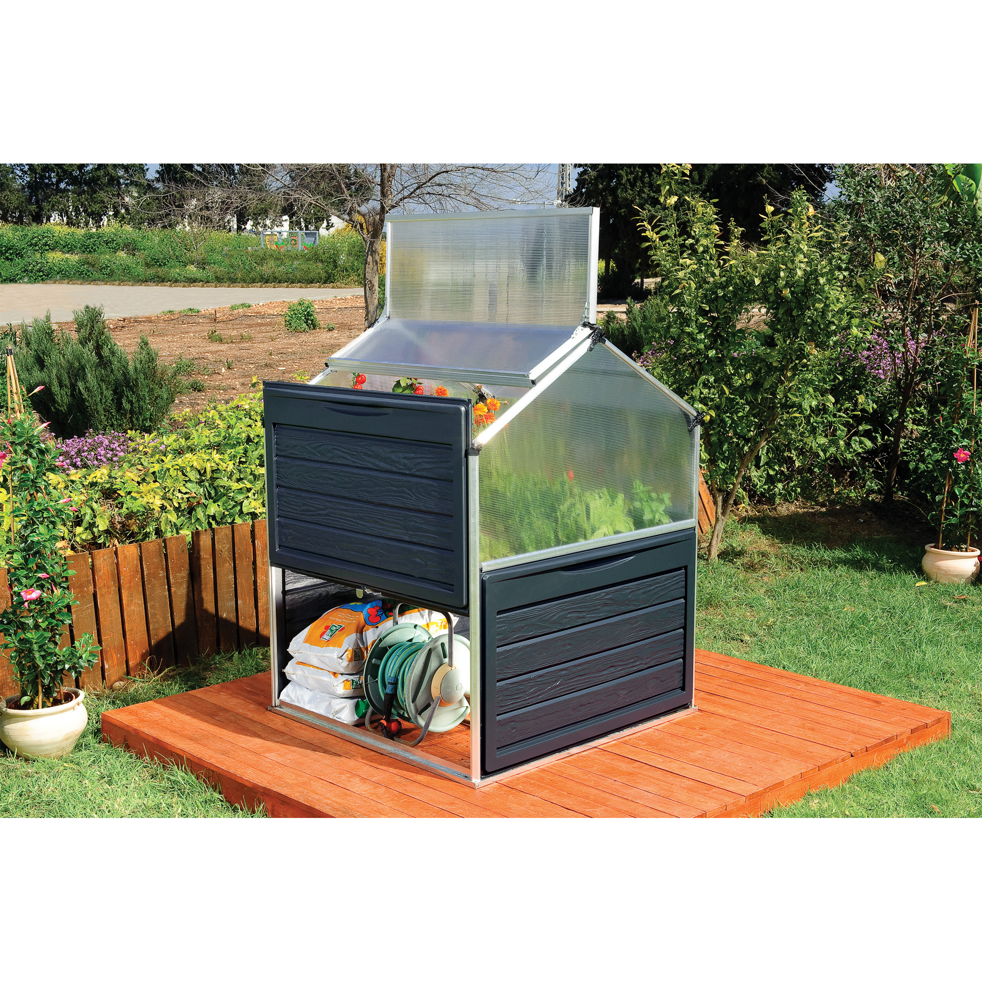 Minigewächshaus 'Plant Inn' 118 x 118 cm mit 4 mm Hohlkammerplatten silbern/grau