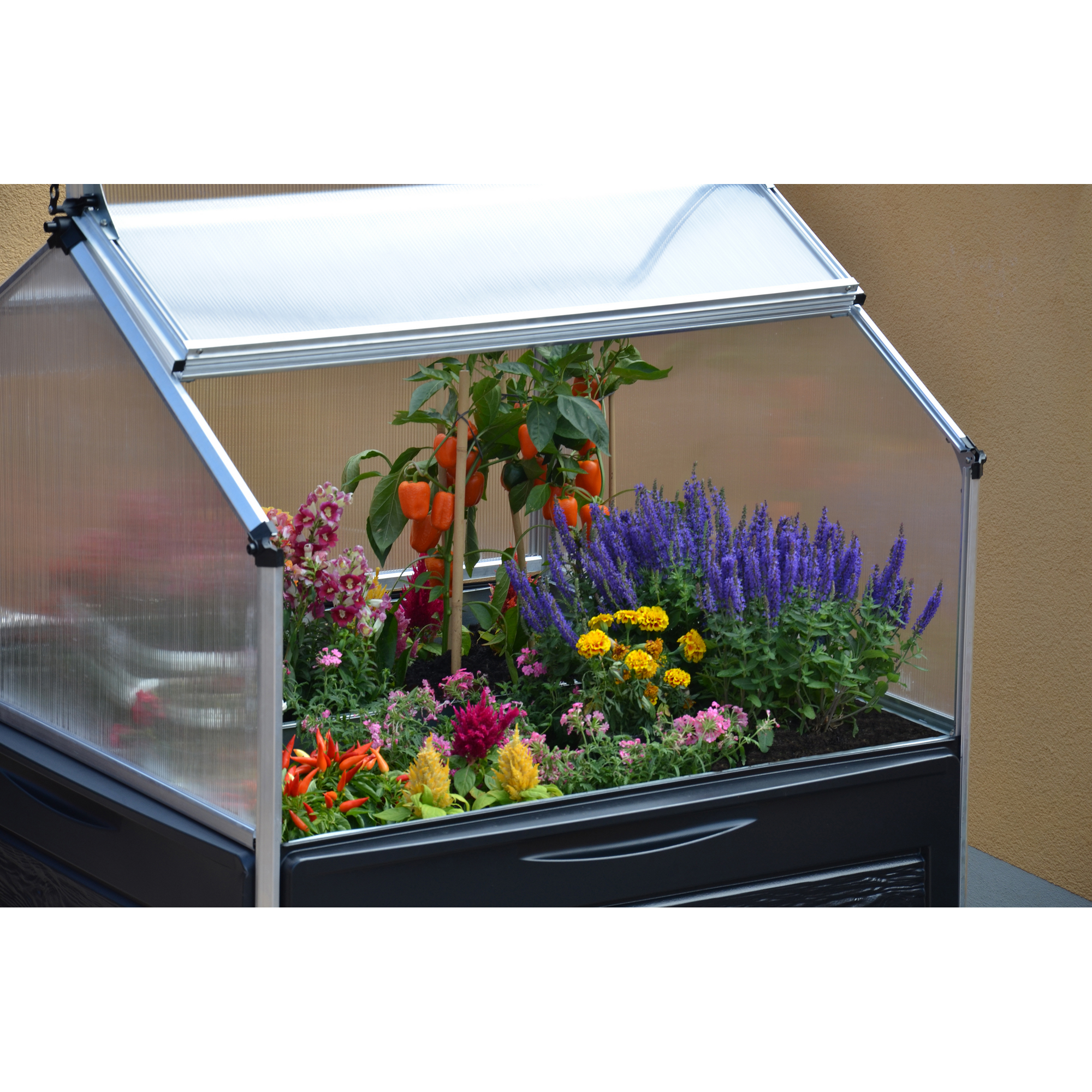 Minigewächshaus 'Plant Inn' 118 x 118 cm mit 4 mm Hohlkammerplatten silbern/grau