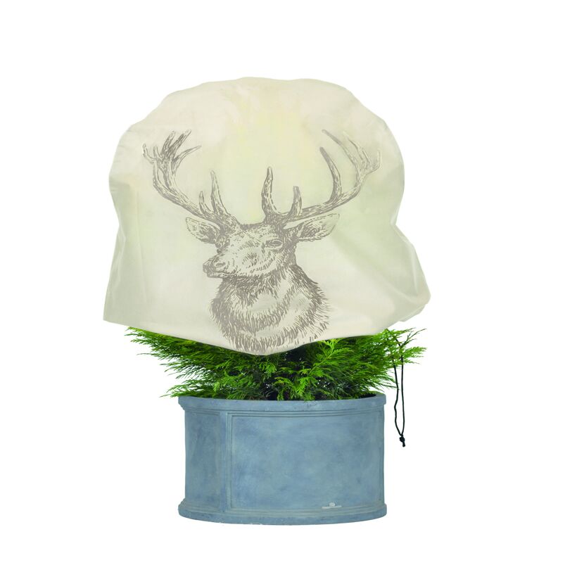 Vlieshaube Hirsch beige 110 x 110 cm