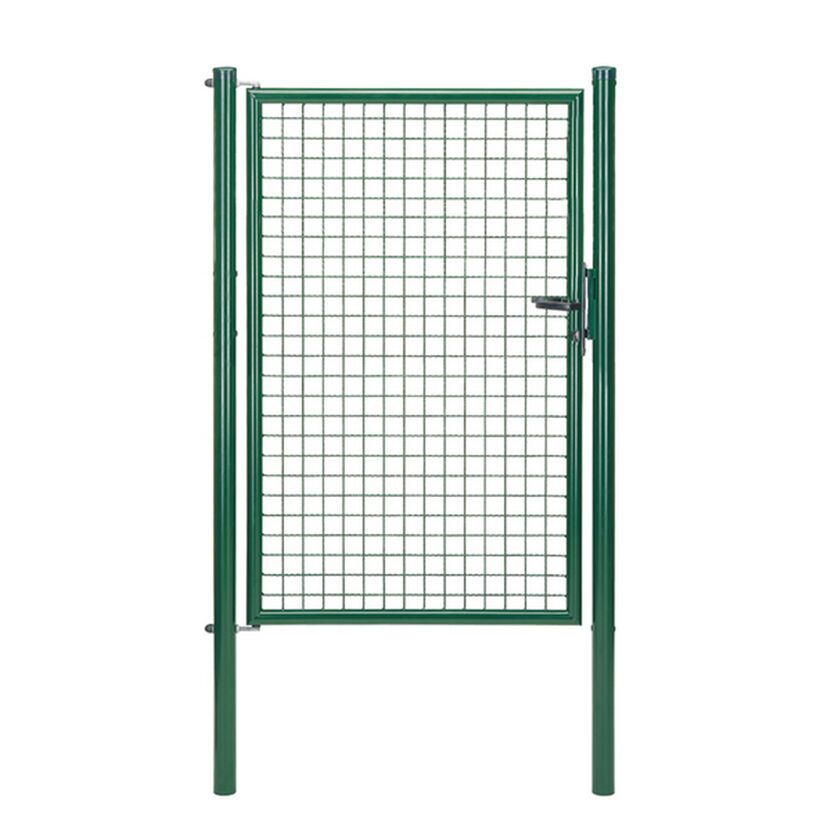 Grünes Gartentor mit Gitter