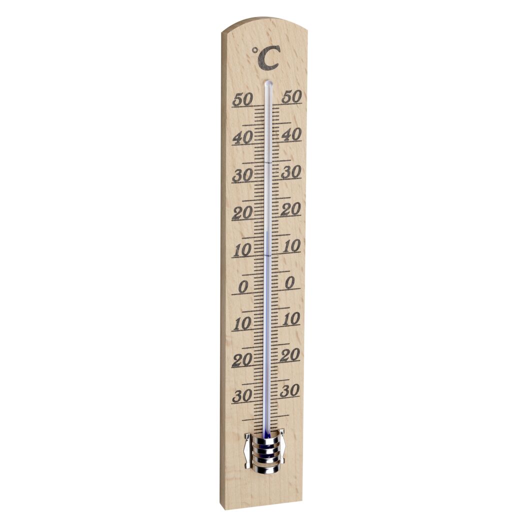 Hölzernes Thermometer mit 12 Grad Celsius