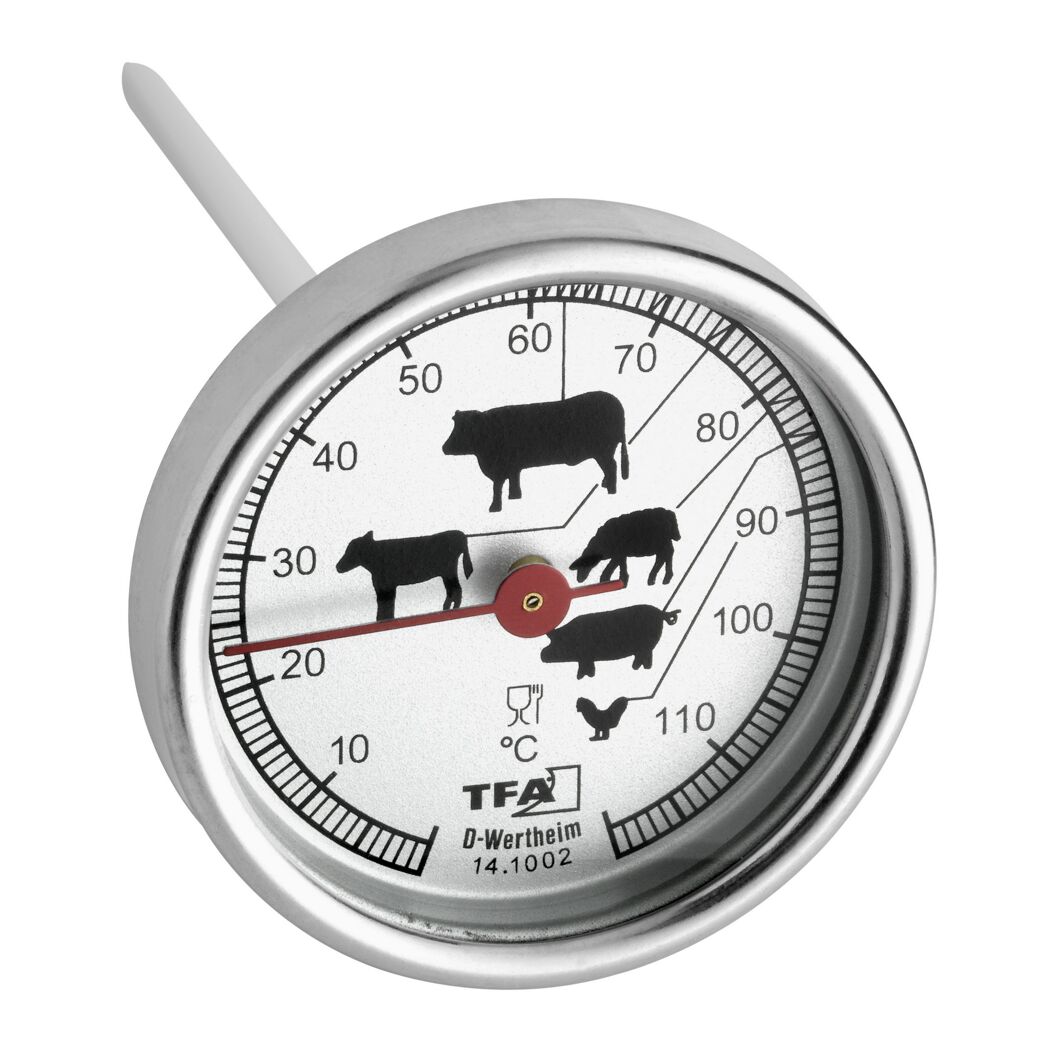 Analoges Bratenthermometer mit Skala für verschiedene Fleischsorten