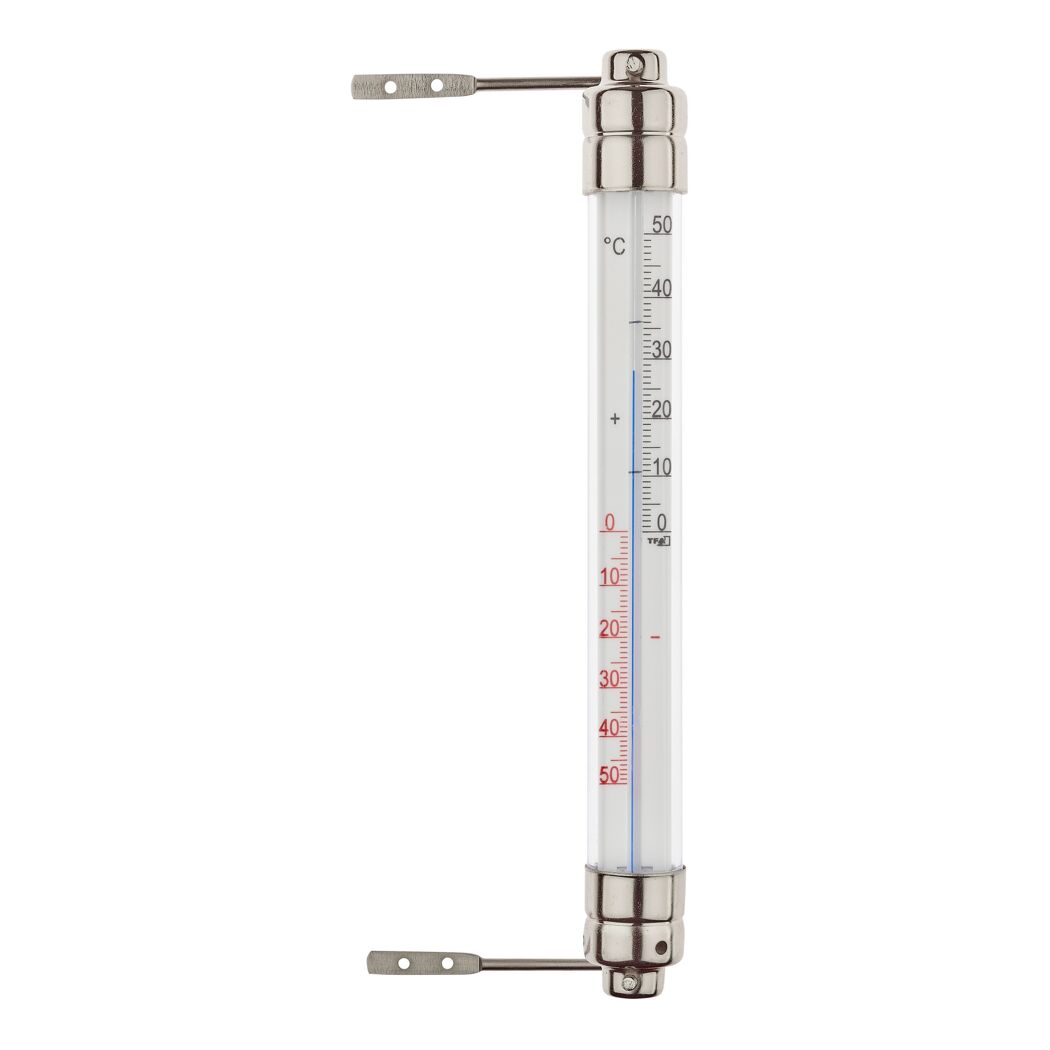 Fensterthermometer mit silbernem Gehäuse
