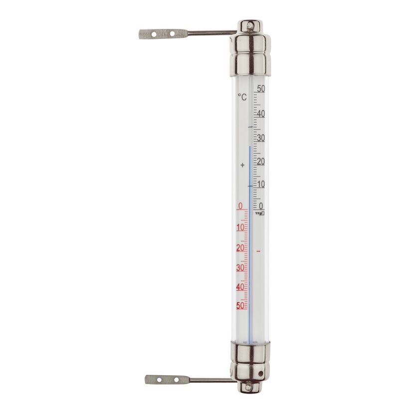 Fensterthermometer mit silbernem Gehäuse