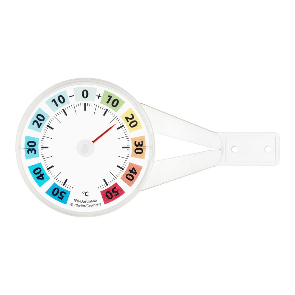 Analoges Fensterthermometer mit weißem Gehäuse