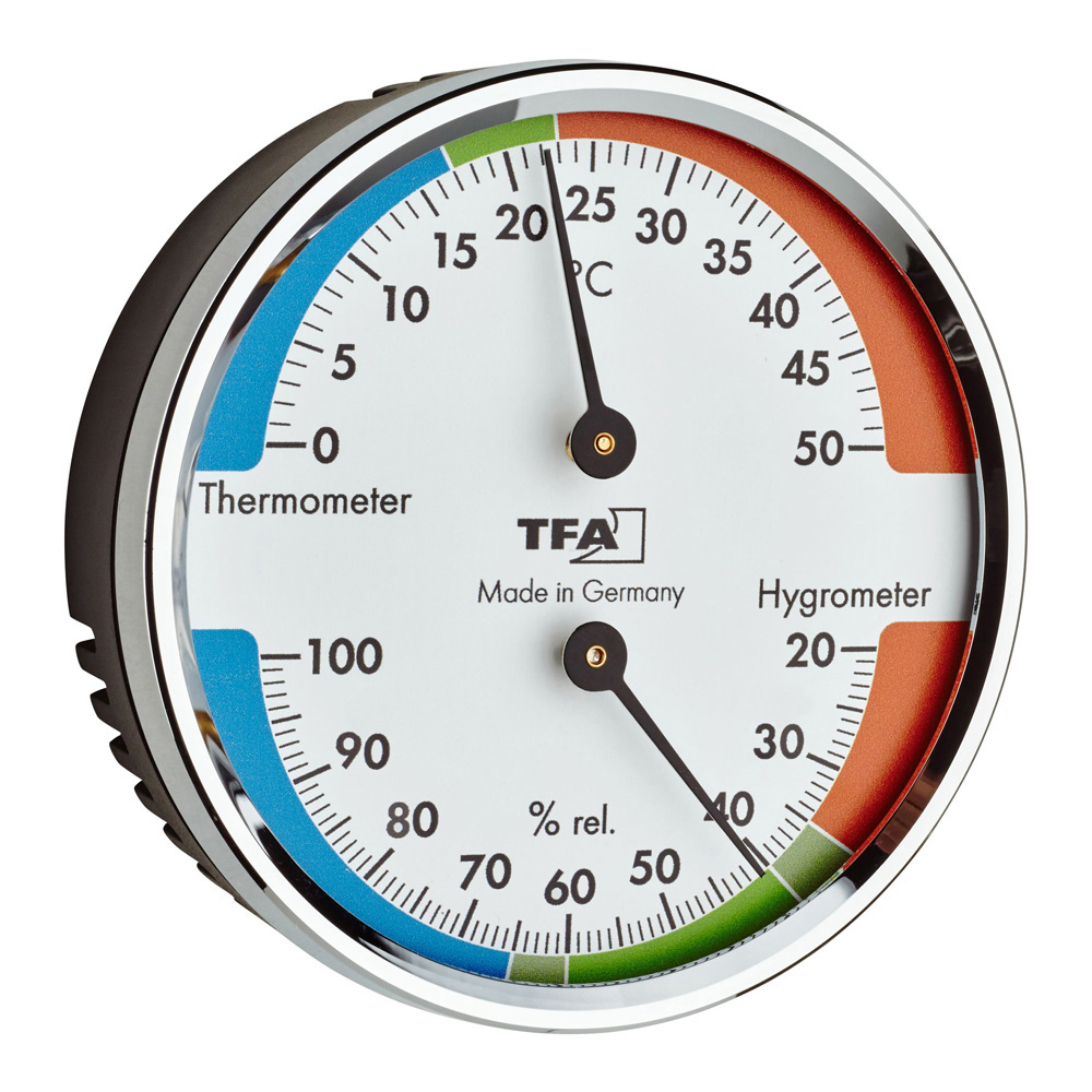 Thermo- und Hygrometer verchromt Ø 7 cm + product picture