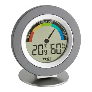 Thermo- und Hygrometer digital „Cosy“ rund grau/silbern