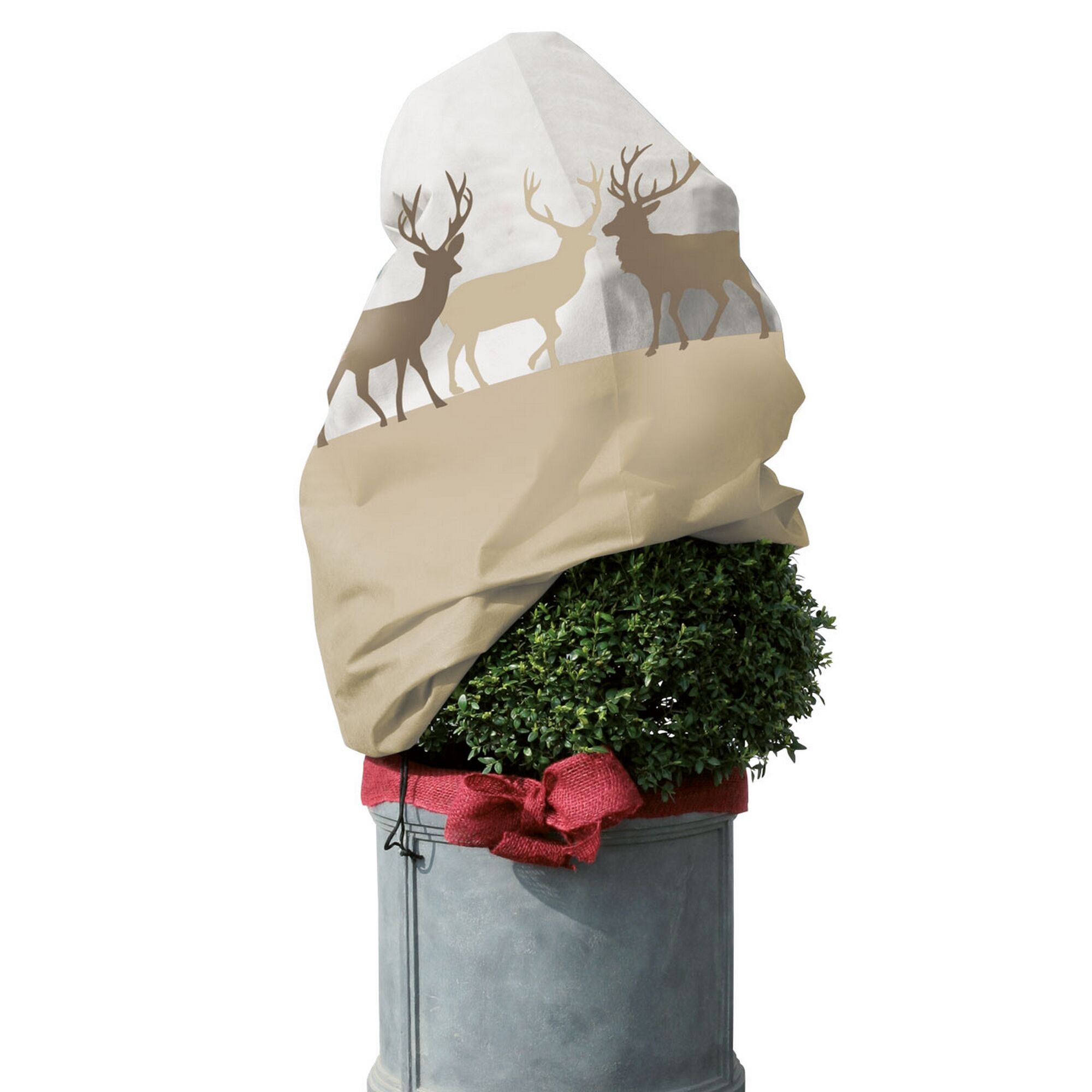 Vlieshaube Hirsch sand 110 x 110 cm