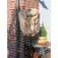 Beigefarbener Thermomantel an einem Baumstamm