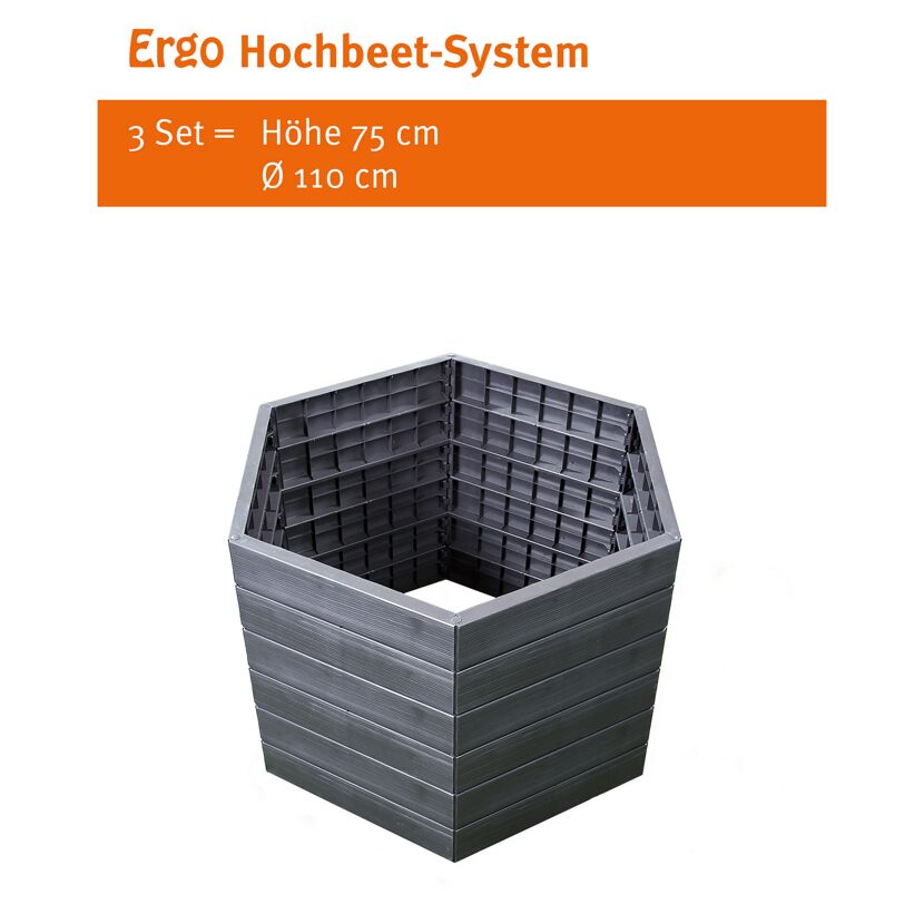 Sechseckiges Hochbeet-System, grau