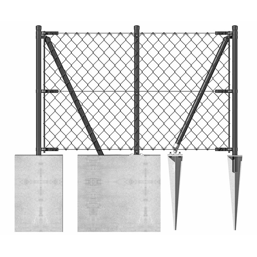 Schnellbau-Zaunsystem 4-Eck-Geflecht anthrazit 100 x 2500 cm