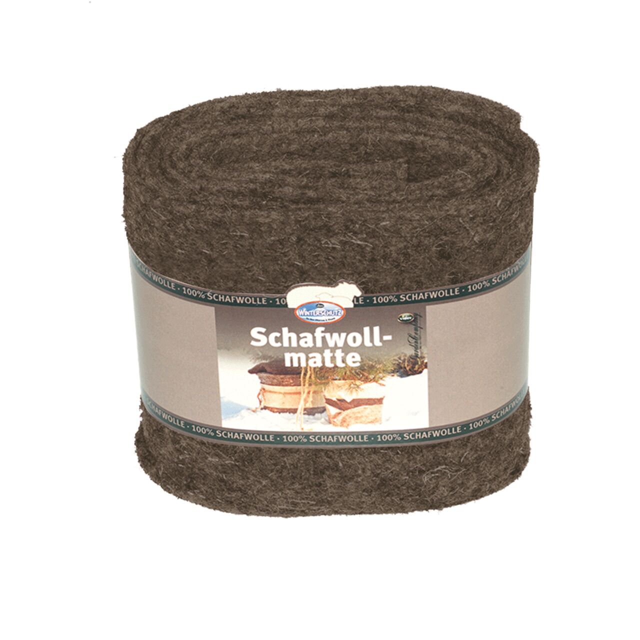 Braune Schafwollmatte aufgerollt