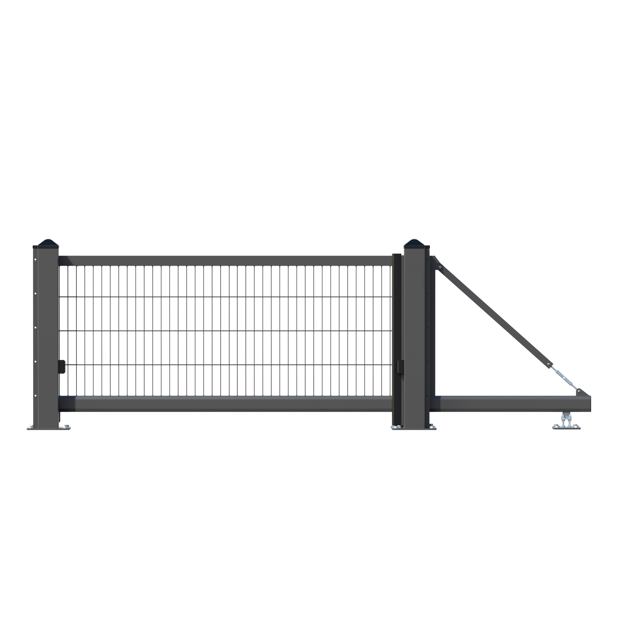 Elektrisches Schiebetor 'Lektor' rechts 280 x 100 cm roher Stahl Doppelstab-Gittermatte freitragend + product picture