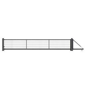 Elektrisches Schiebetor 'Lektor' rechts 600 x 200 cm roher Stahl Doppelstab-Gittermatte freitragend