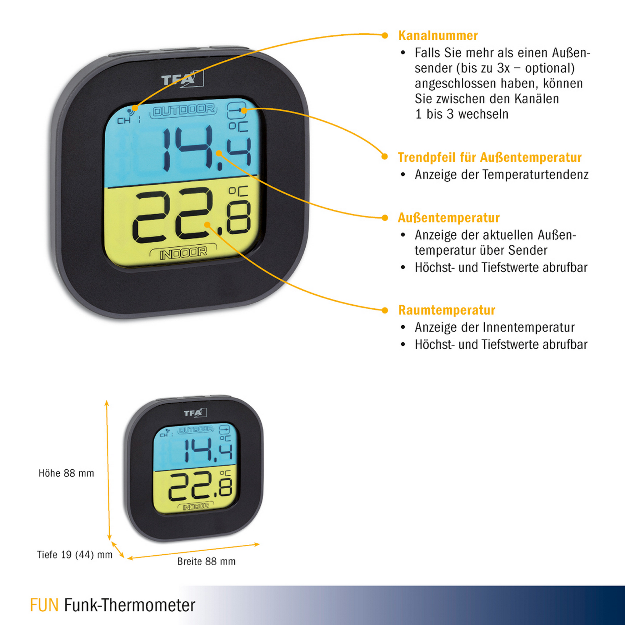 Funk-Thermometer 'FUN' mit Aussensensor + product picture