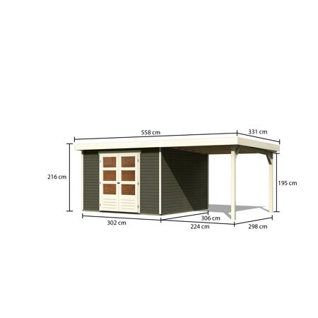 3. Bild von Gartenhaus 'Dornhan 6' Flachdach Set 1, 302 x 306 x 216 cm, terragrau