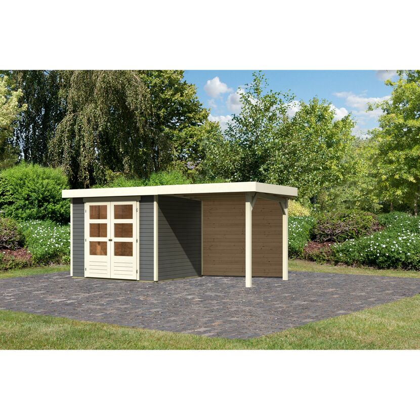 Gartenhaus Dornhan 3 Set 2 mit überdachtem Anbau