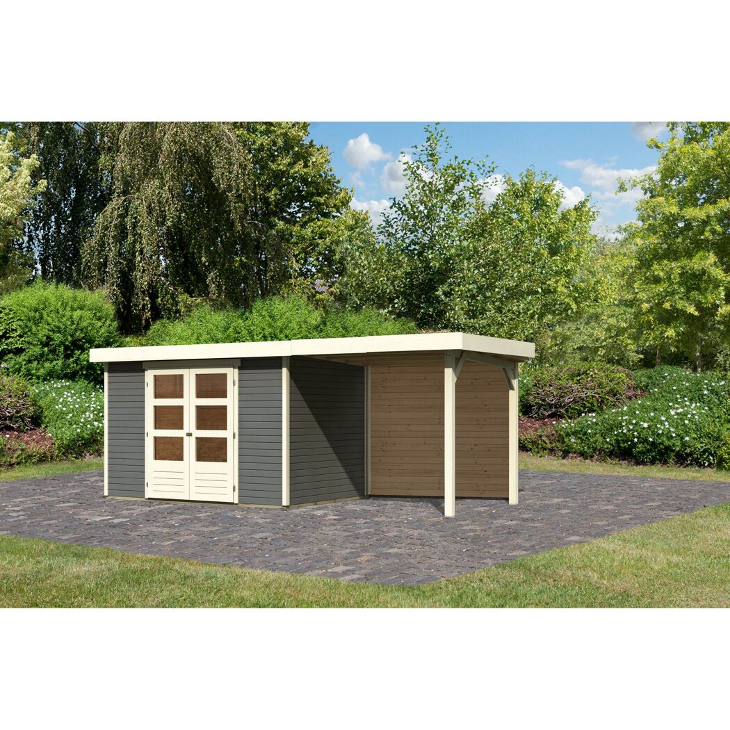 Gartenhaus Dornhan 4 Set 2 mit überdachtem Anbau