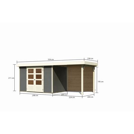 3. Bild von Gartenhaus 'Dornhan 4' Flachdach Set 2, 302 x 217 x 211 cm, terragrau