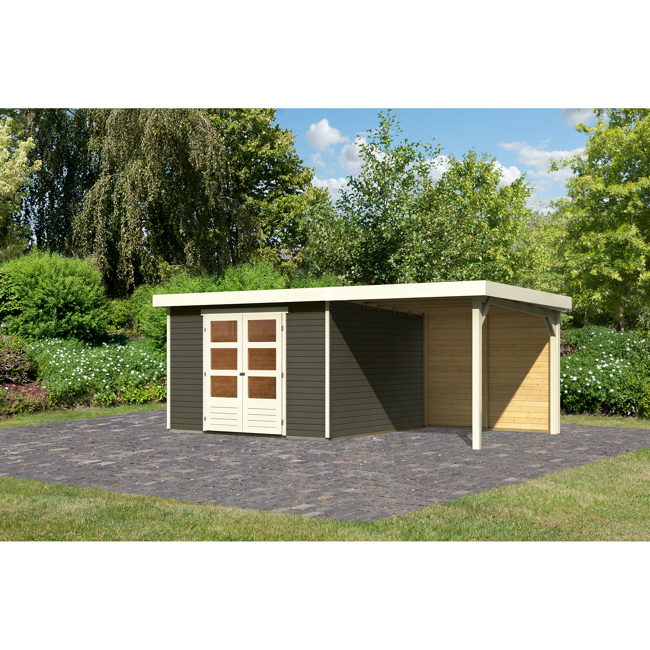 Bild von Gartenhaus 'Dornhan 6' Flachdach Set 2, 302 x 306 x 216 cm, terragrau