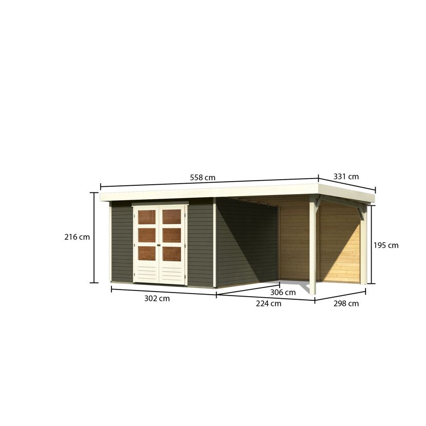 Gartenhaus Dornhan 6 Set 2 mit Geräteschuppen und Maßen
