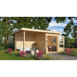 Gartenhaus 'Brodten 1' Flachdach Set, 408 x 204 x 222 cm, naturbelassen