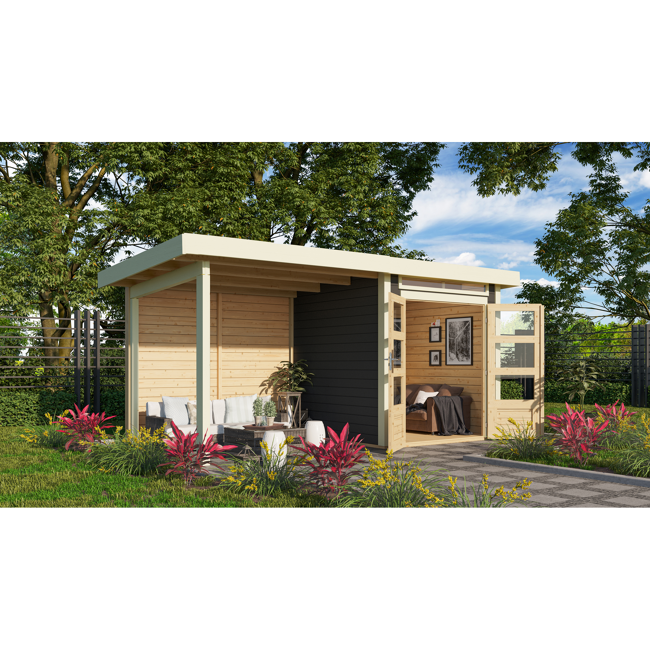 Bild von Gartenhaus 'Brodten 1' Flachdach Set, 408 x 204 x 222 cm, terragrau