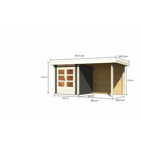 4. Bild von Gartenhaus 'Brodten 1' Flachdach Set, 408 x 204 x 222 cm, terragrau