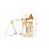 Holzschaukel mit zwei Schaukeln und kleinem Spielturm