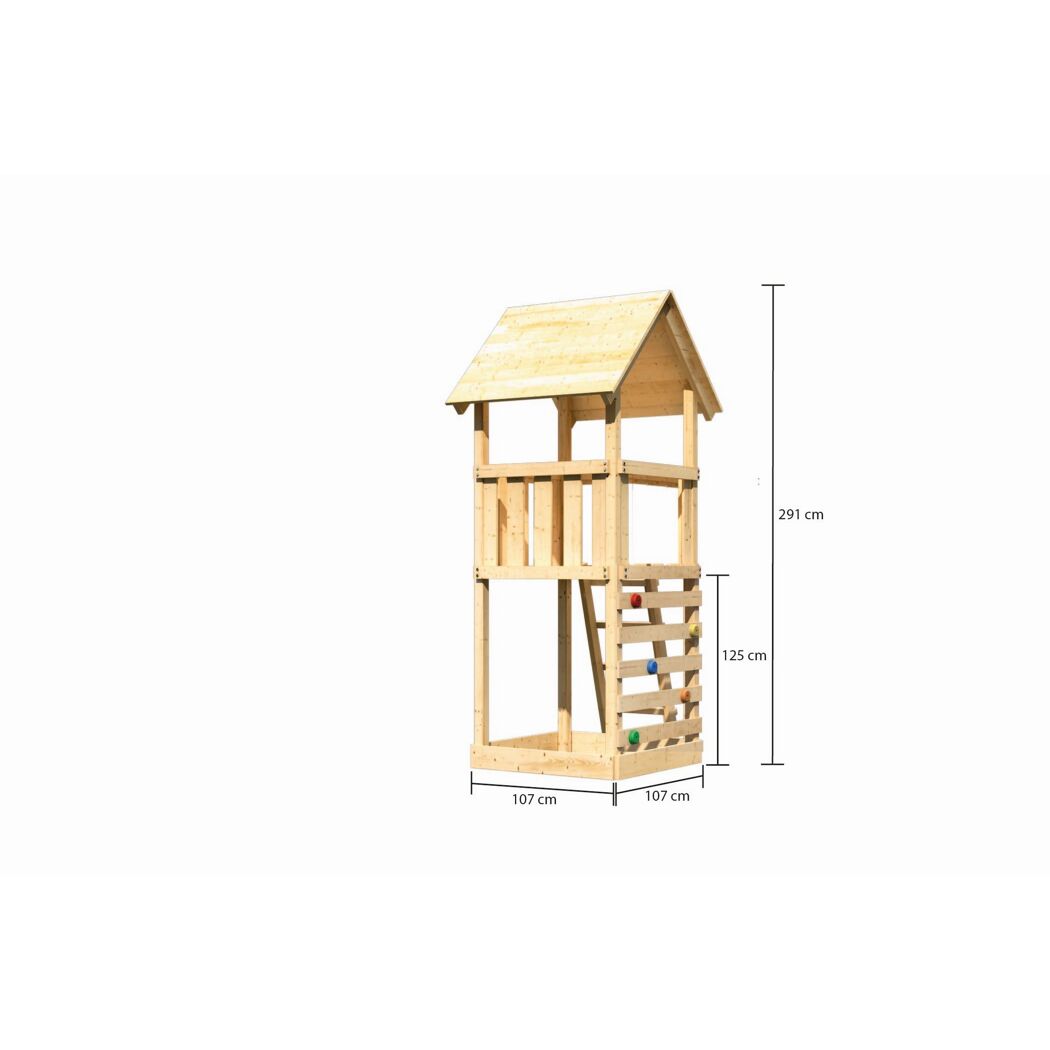 Spielturm Lotti mit Kletterwand aus Holz