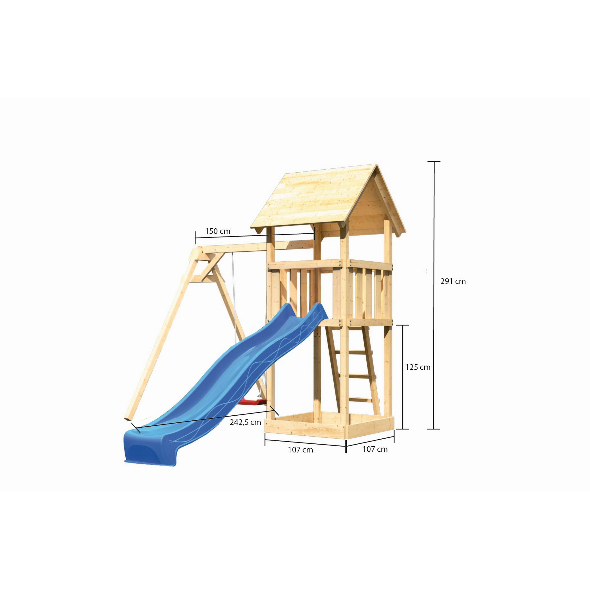 Kinderspielturm 'Lotti' Einzelschaukel, Rutsche blau, 257 x 242,5 x 291 cm + product picture