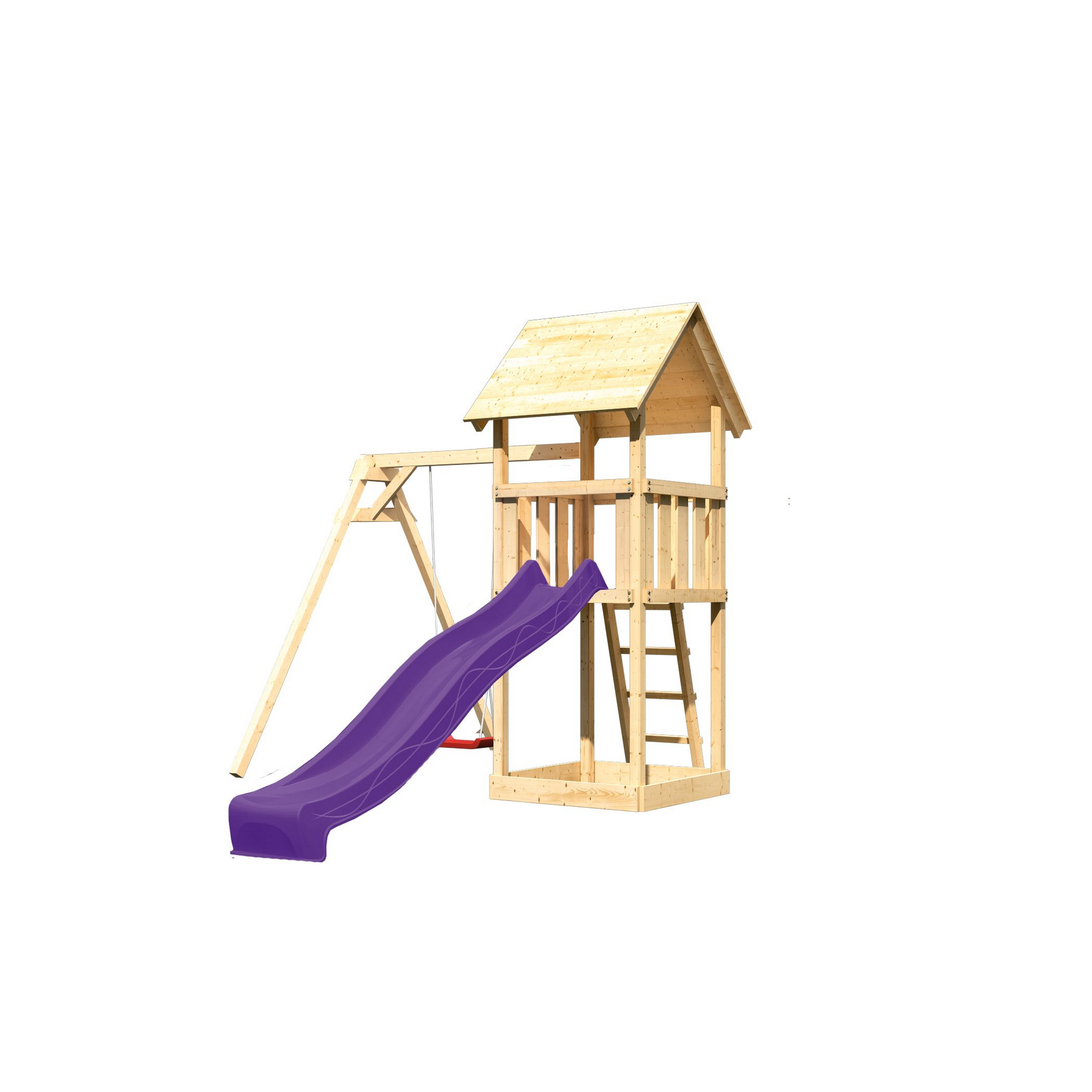 Kinderspielturm 'Lotti' Einzelschaukel, Rutsche violett, 257 x 242,5 x 291 cm + product picture