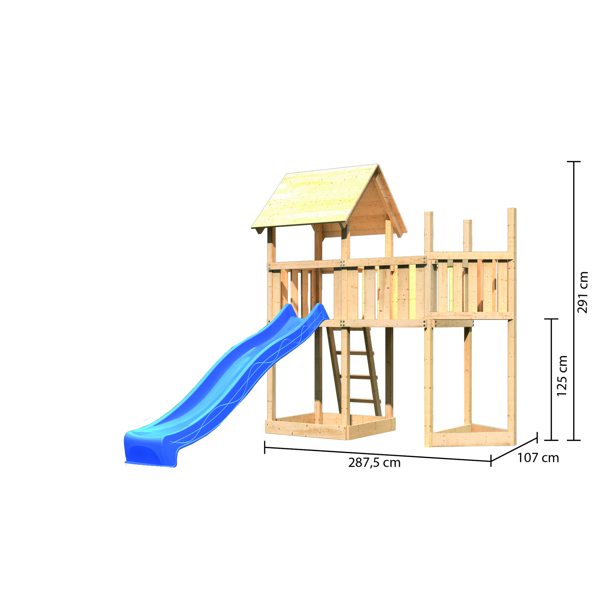 Kinderspielturm 'Lotti' Schiffsanbau, Anbauplattform, Rutsche blau, 287,5 x 107 x 291 cm + product picture