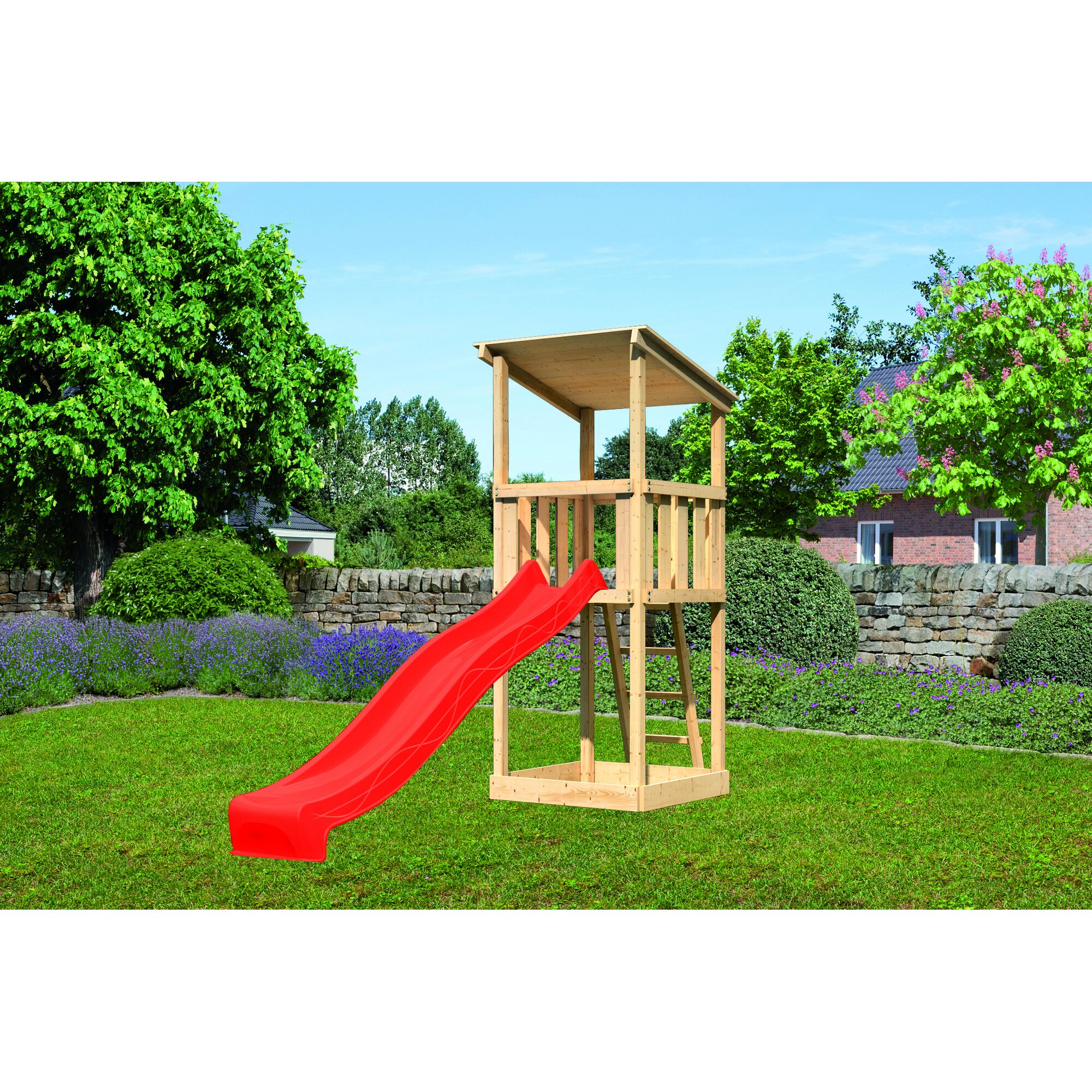 Spielturm Anna mit roter Rutsche
