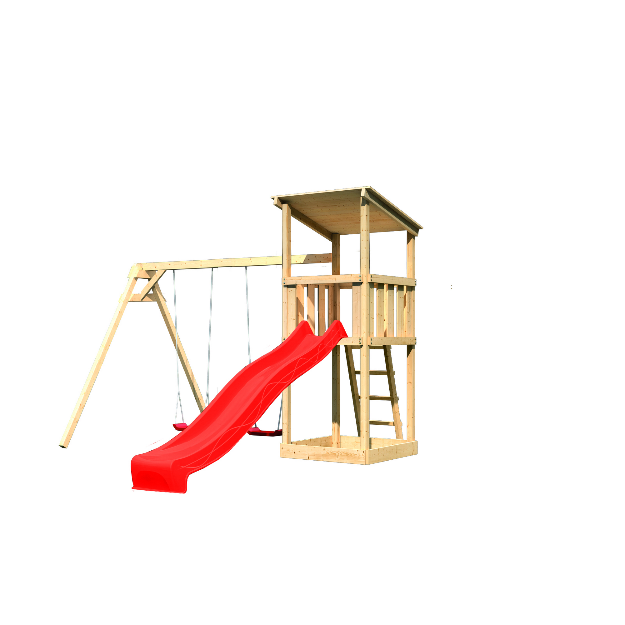 Spielturm 'Anna' Doppelschaukelanbau, Rutsche rot, 347 x 264 x 270 cm + product picture