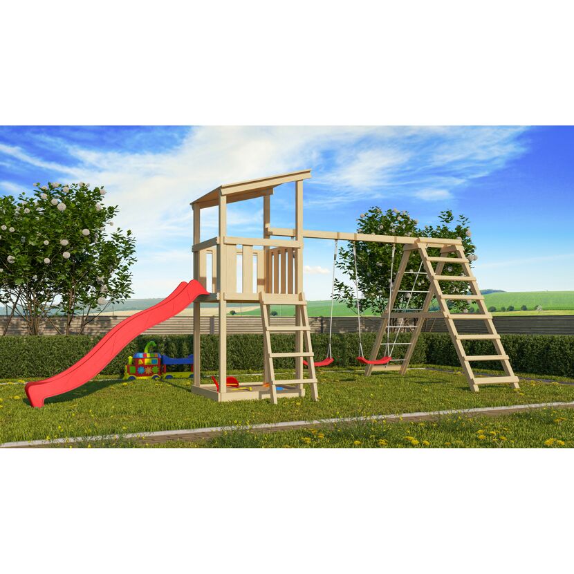 Spielturm Anna mit Rutsche und Schaukel
