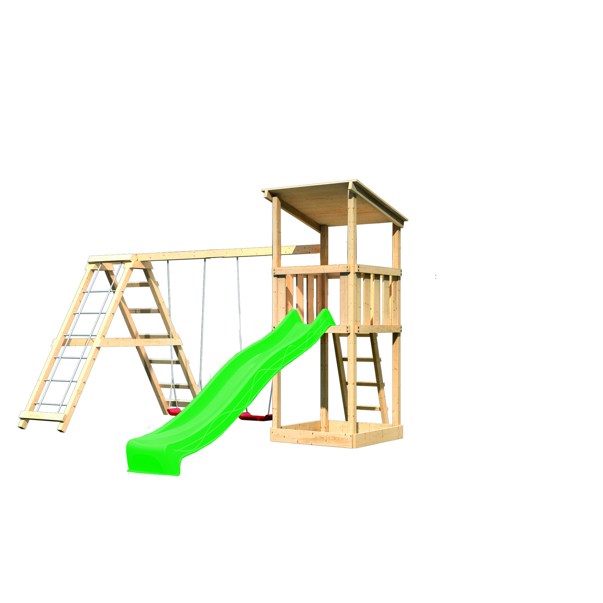 Spielturm 'Anna' Doppelschaukel, Klettergerüst, Rutsche grün, 415 x 264 x 270 cm + product picture