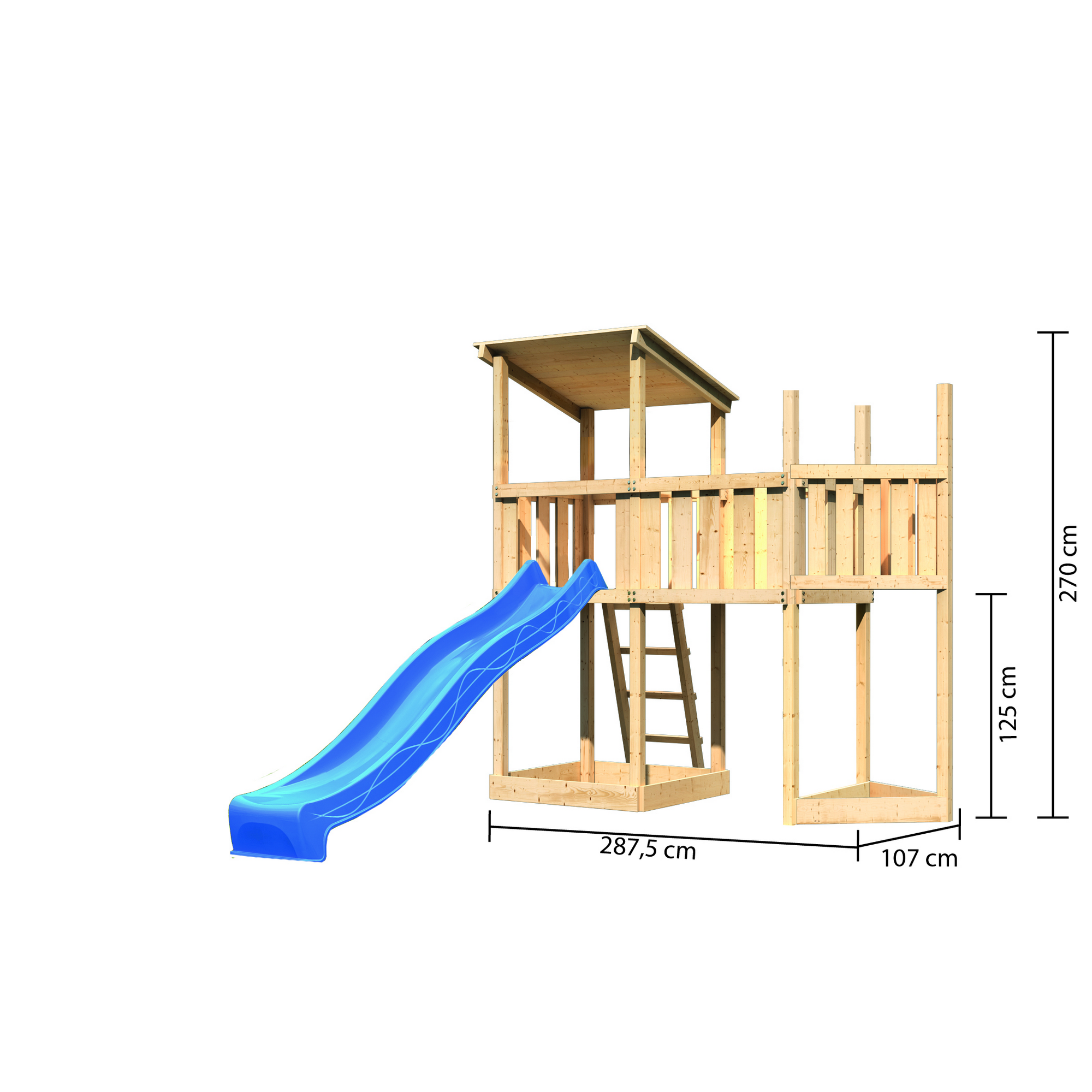 Spielturm 'Anna' Schiffsanbau oben, Anbauplattform, Rutsche blau, 287,5 x 107 x 270 cm + product picture