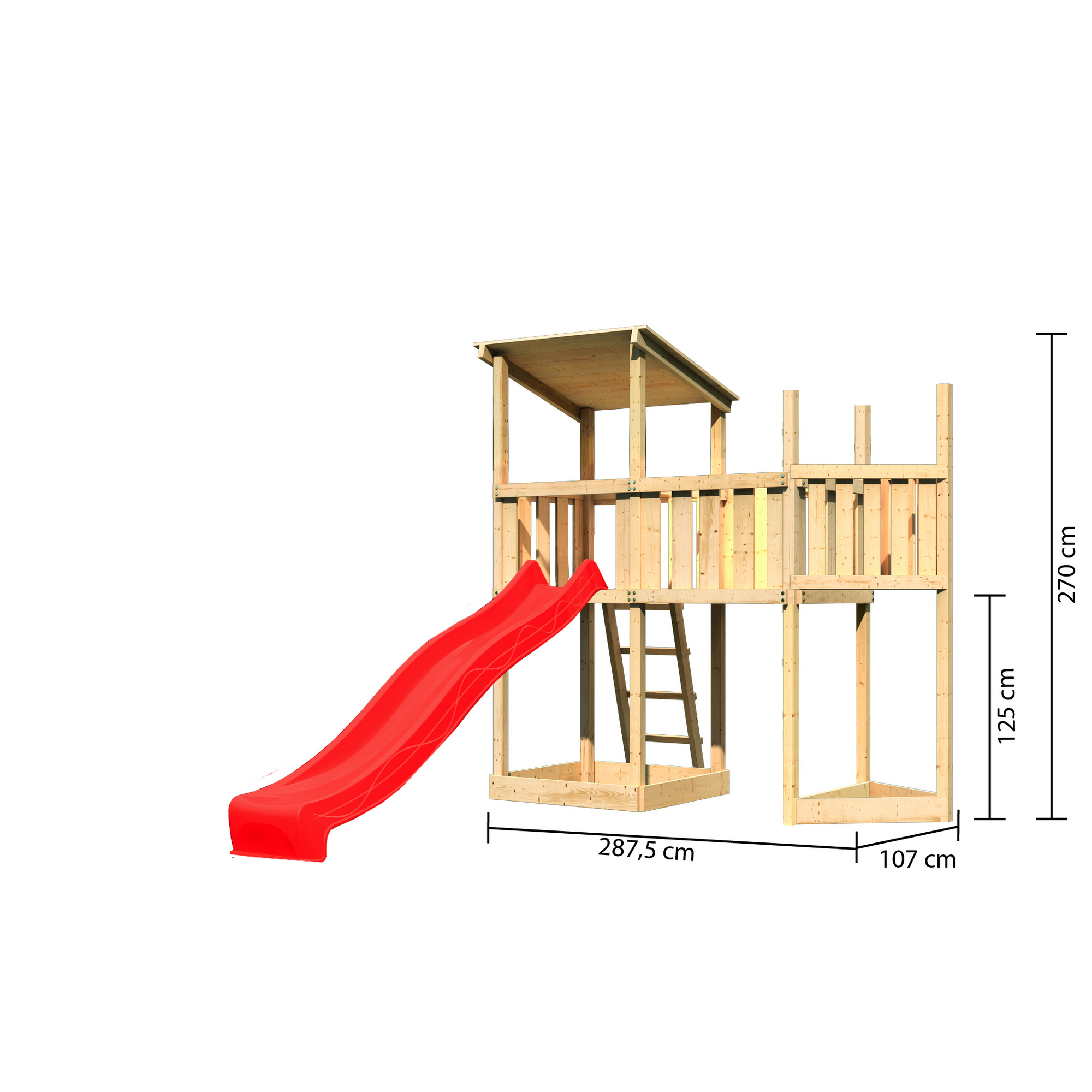 Spielturm 'Anna' Schiffsanbau oben, Anbauplattform, Rutsche rot, 287,5 x 107 x 270 cm + product picture