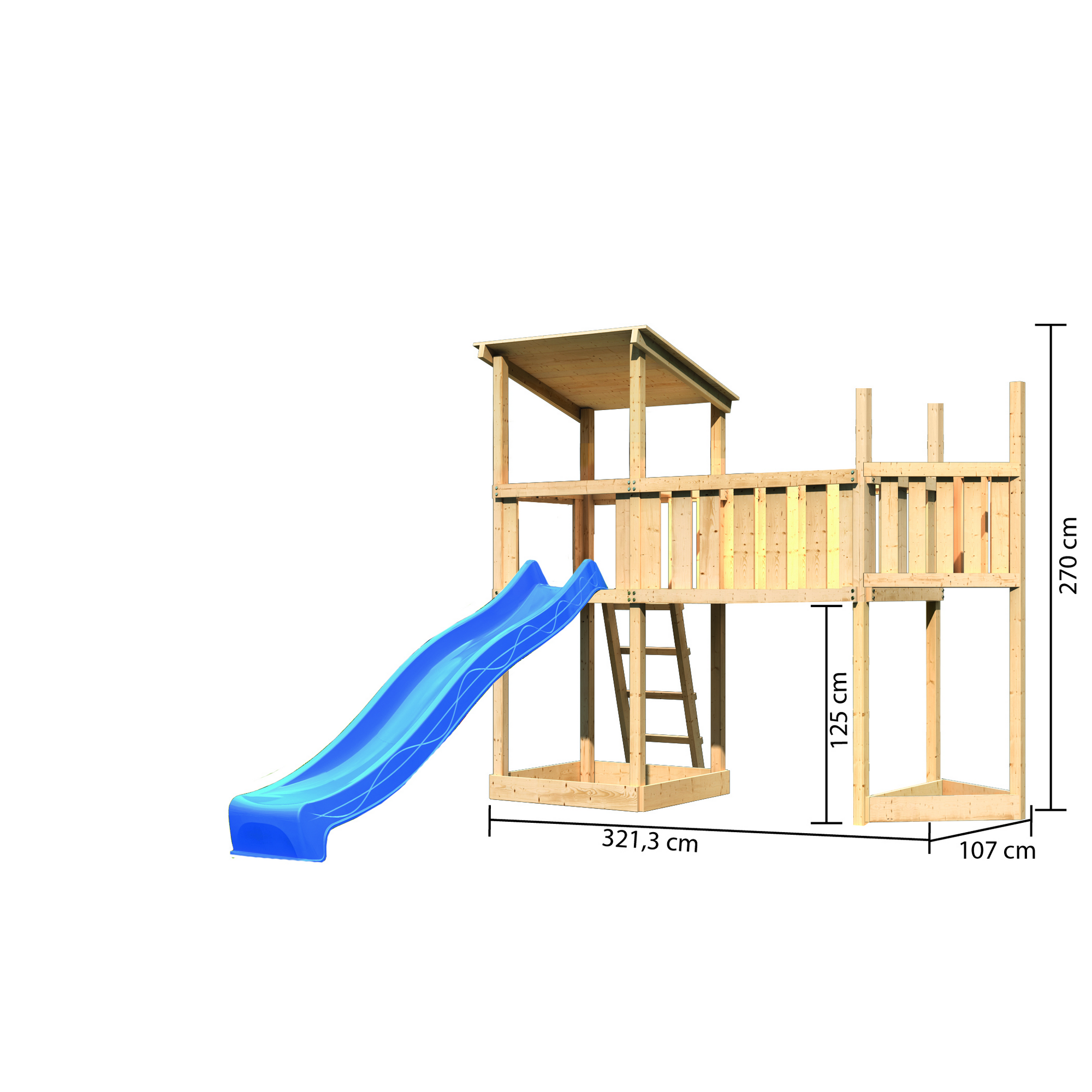 Spielturm 'Anna' Schiffsanbau oben, Anbauplattform XL, Rutsche blau, 321,3 x 107 x 270 cm + product picture