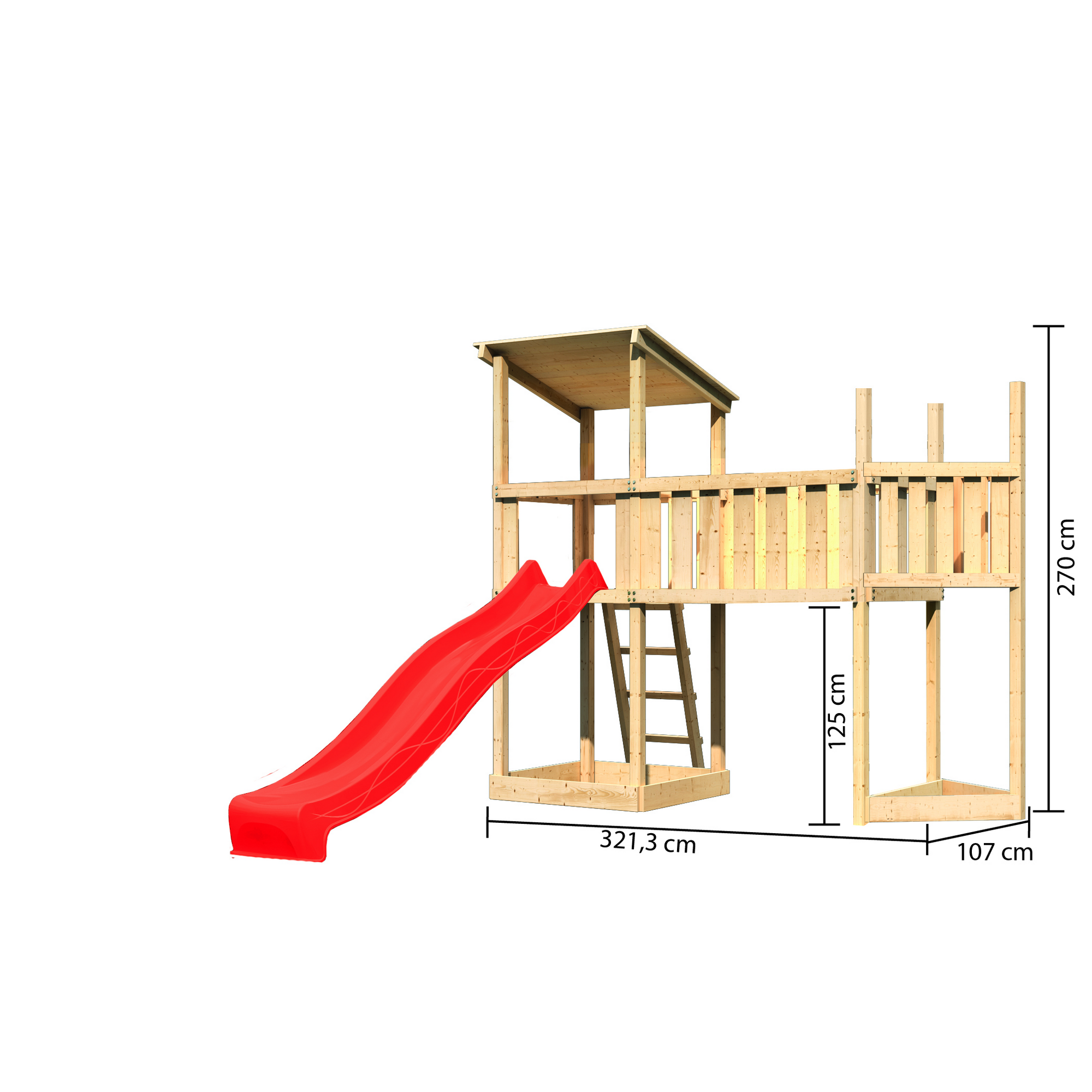 Spielturm 'Anna' Schiffsanbau oben, Anbauplattform XL, Rutsche rot, 321,3 x 107 x 270 cm + product picture