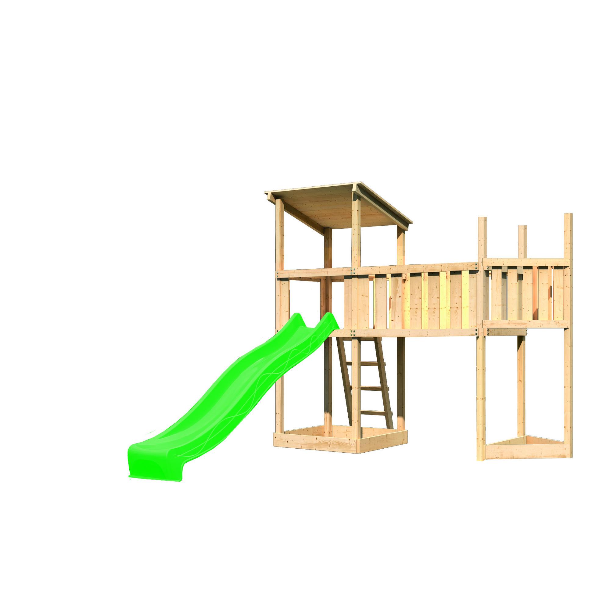 Spielturm 'Anna' Schiffsanbau oben, Anbauplattform XL, Rutsche grün, 321,3 x 107 x 270 cm + product picture