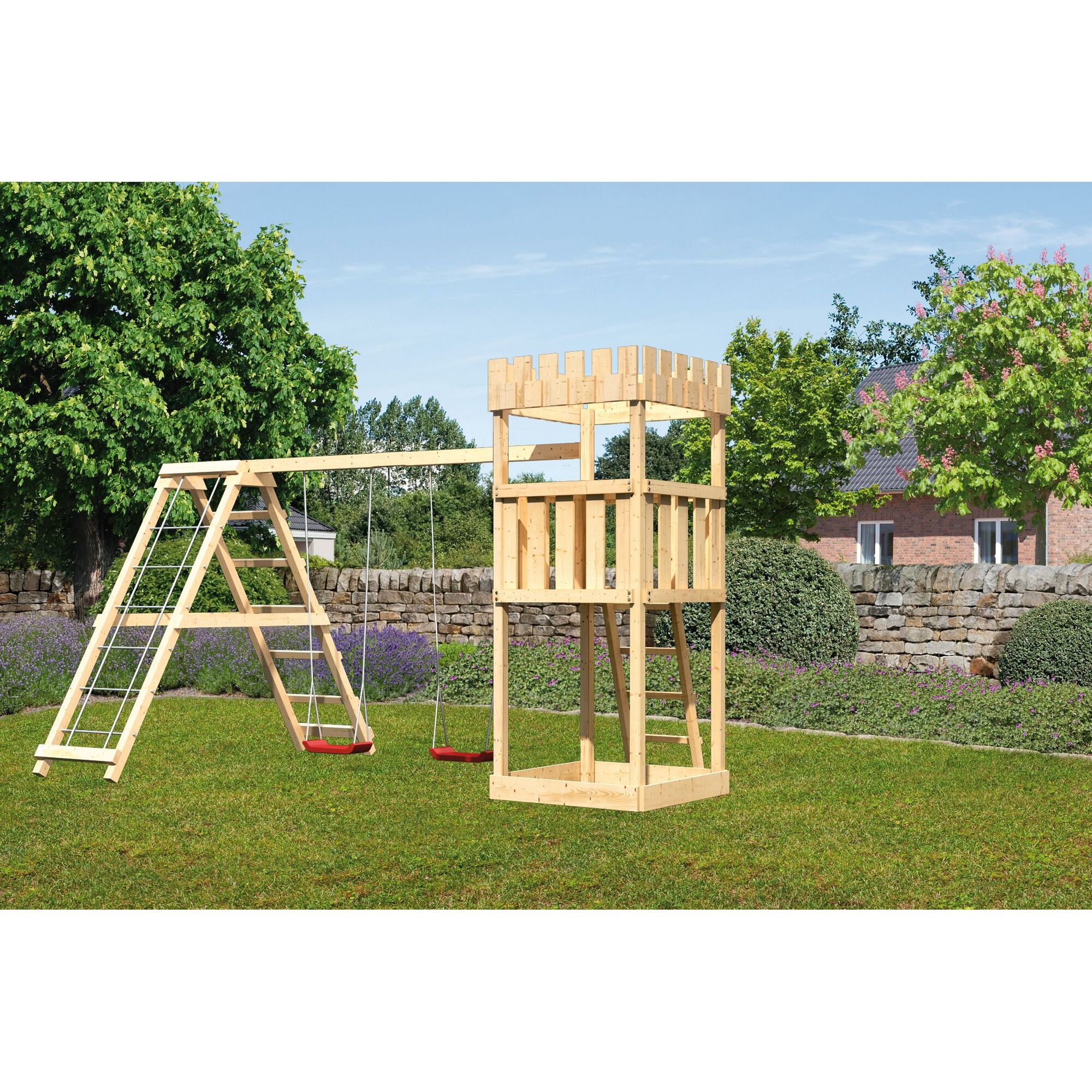 Spielturm Löwenherz mit Schaukel und Kletterleiter