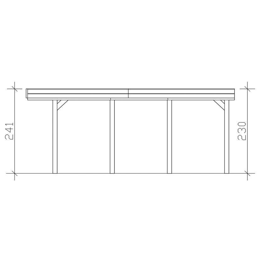 Zeichnung eines Carports Friesland mit Maßen.