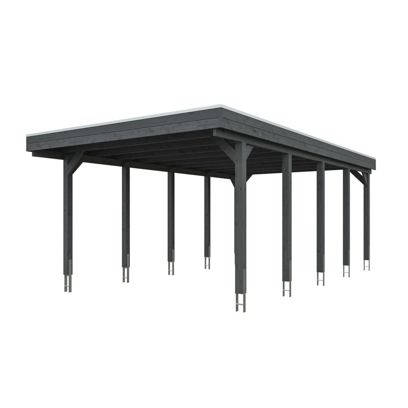 Grauer Carport Friesland mit Flachdach