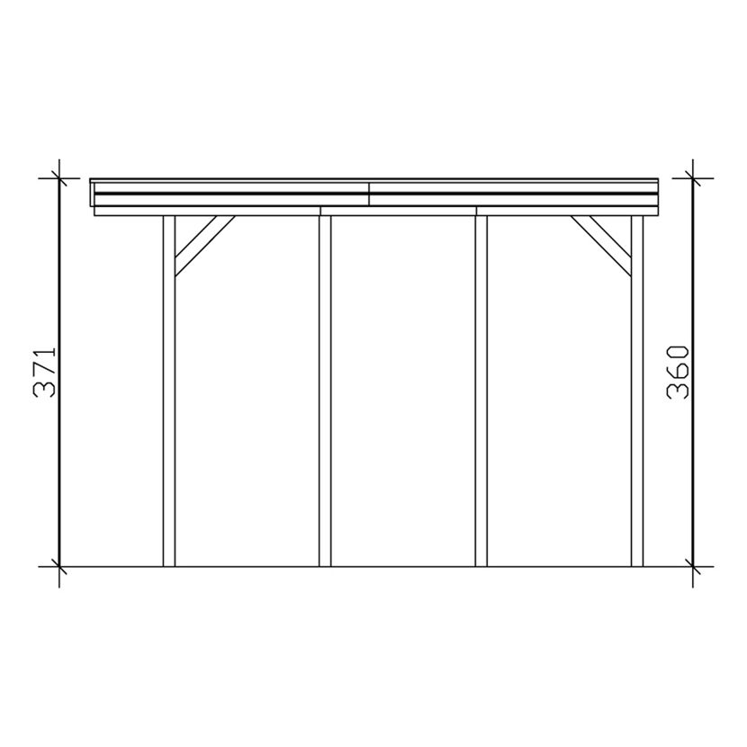Zeichnung eines Carports mit Maßen