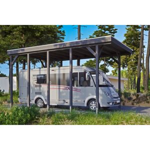 Einzelcarport 'Friesland Caravan' mit Aluminiumdach 397 x 708 cm schiefergrau