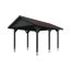 Grauer Carport mit rotem Dach