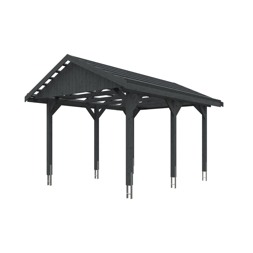 Schwarzer Carport Wallgau mit Spitzdach